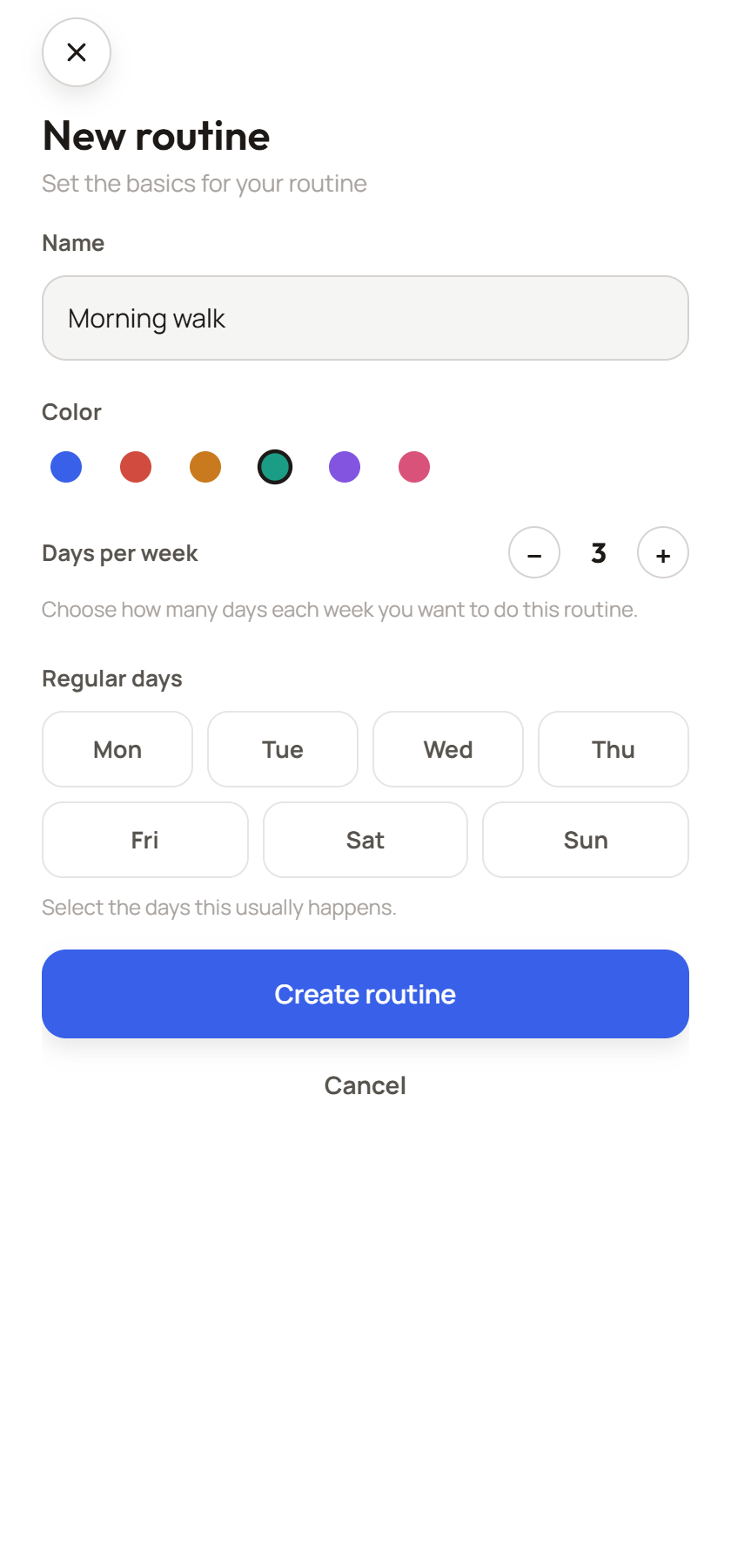 Add routine sheet
