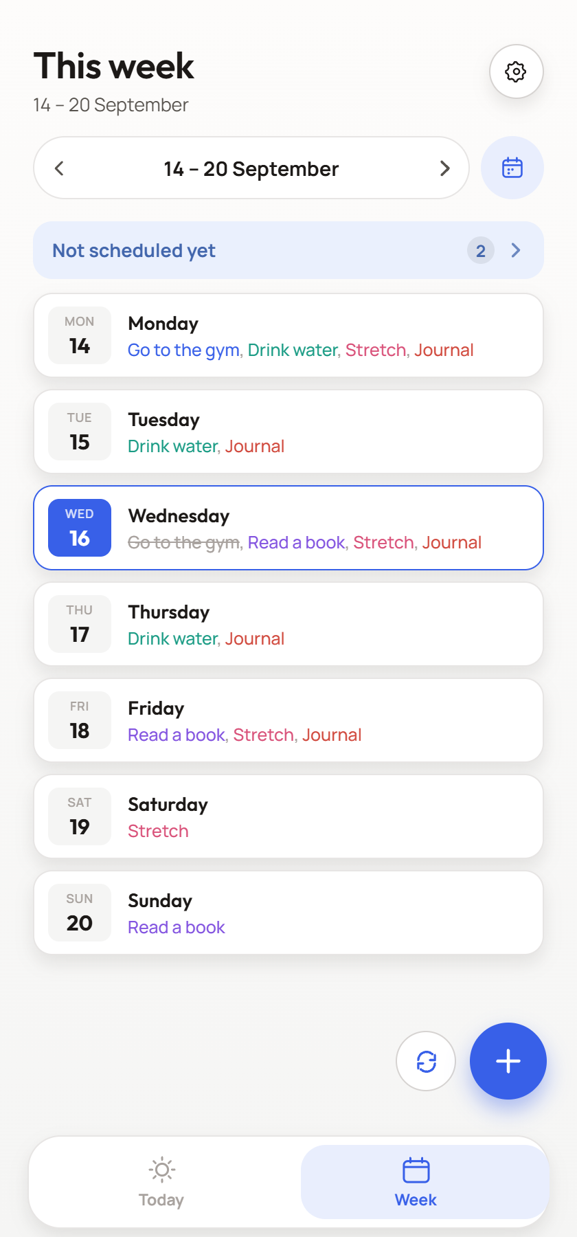 Week screen